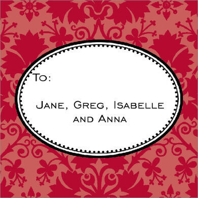 Red Damask Gift Stickers